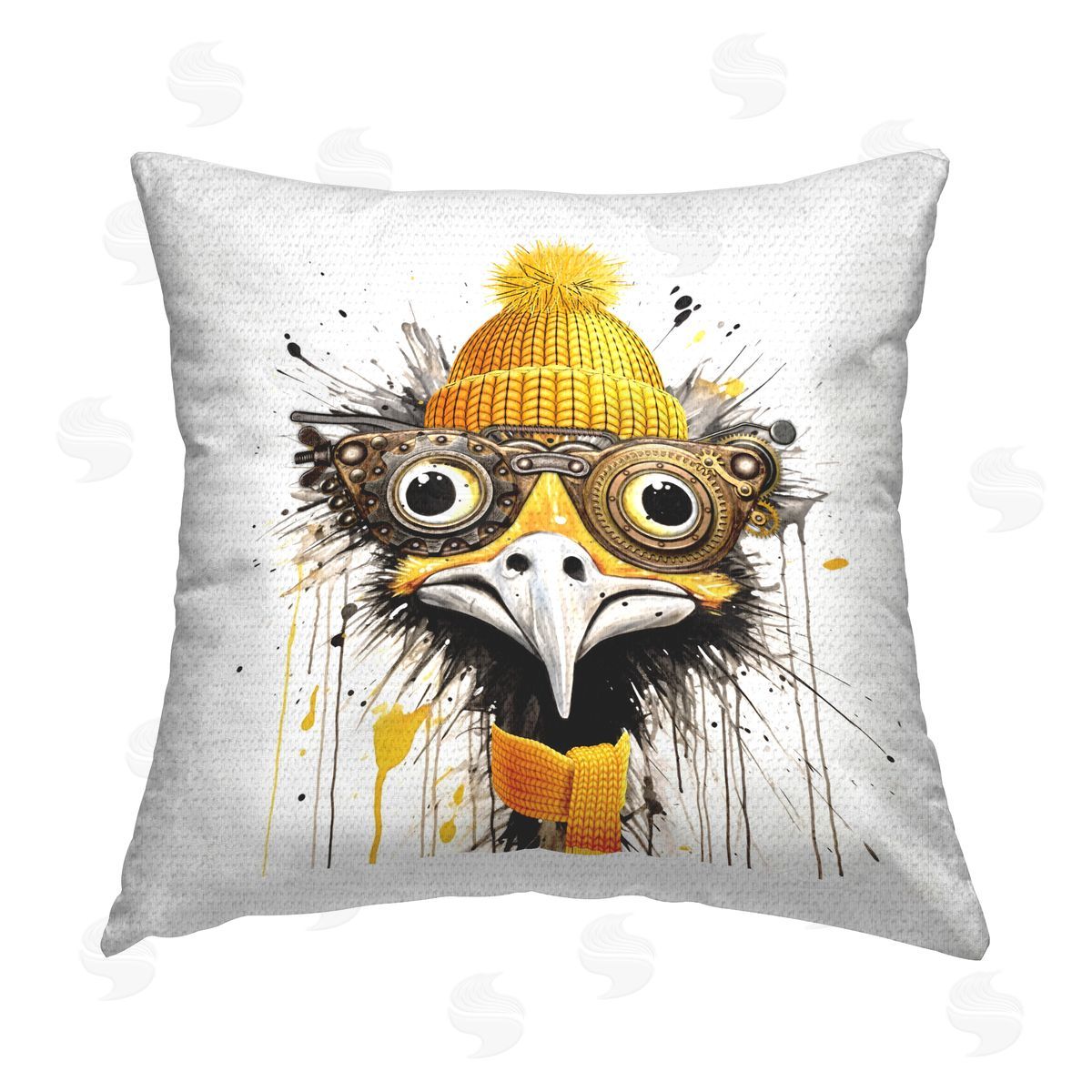 Karen Smith Modern Steampunk Ostrich Outdoor Quick-Dry Polyester Printed Throw Pillow