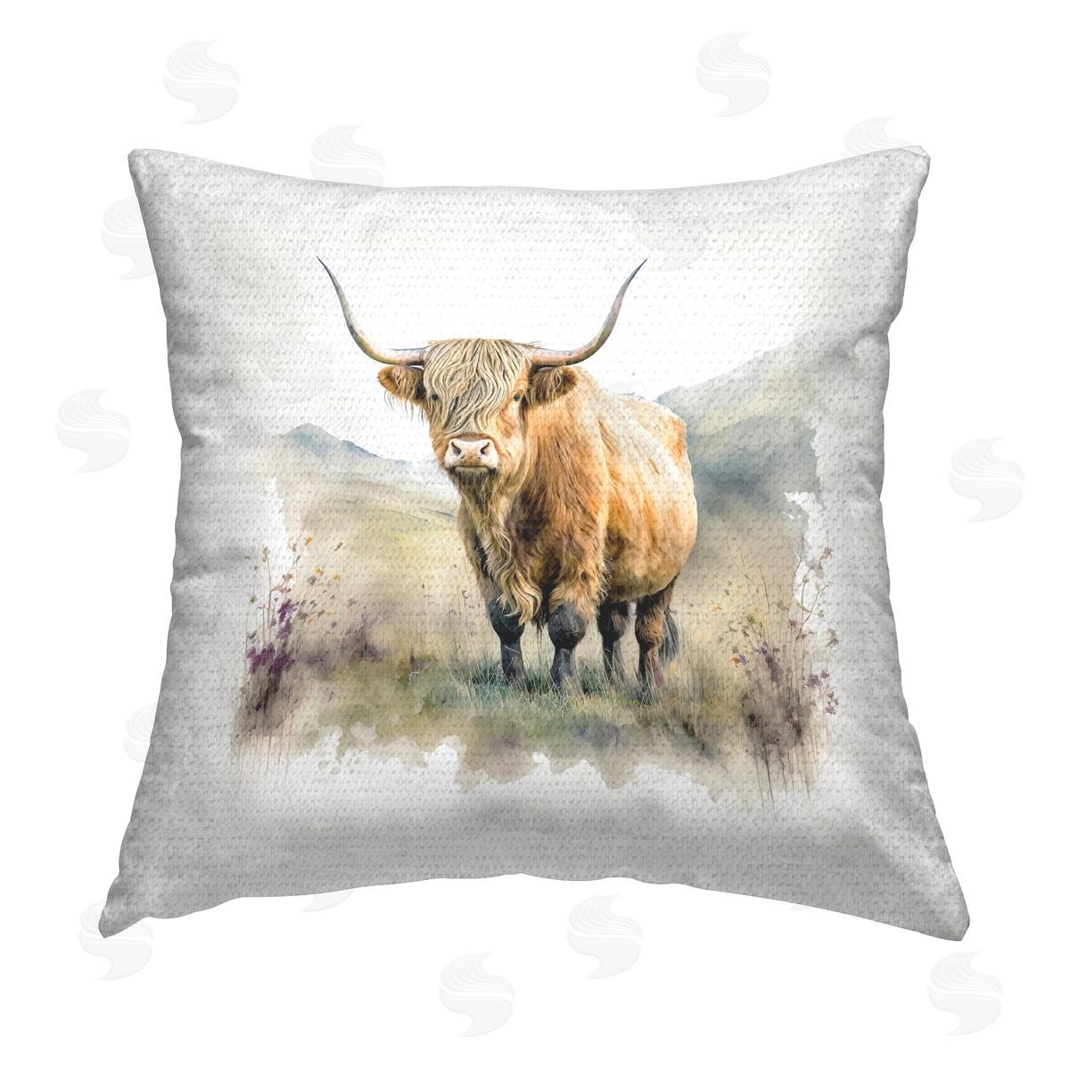 LSR Design Studio Cattle & Modern Nature Outdoor Quick-Dry Polyester Printed Throw Pillow