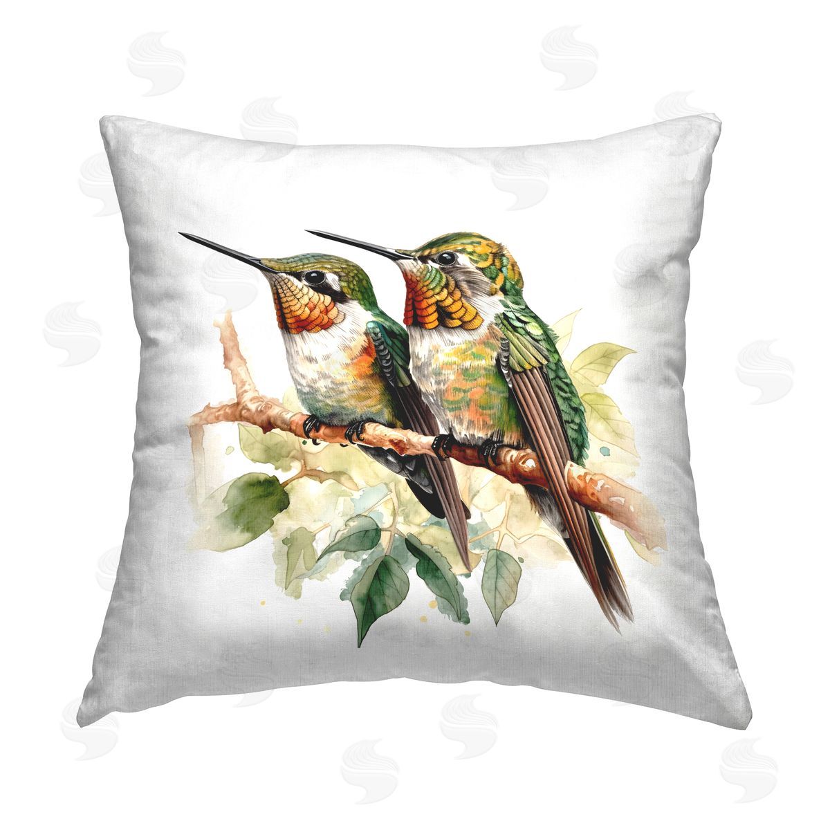 LSR Design Studio Two Birds on Branch Printed Plush Polyester Throw Pillow