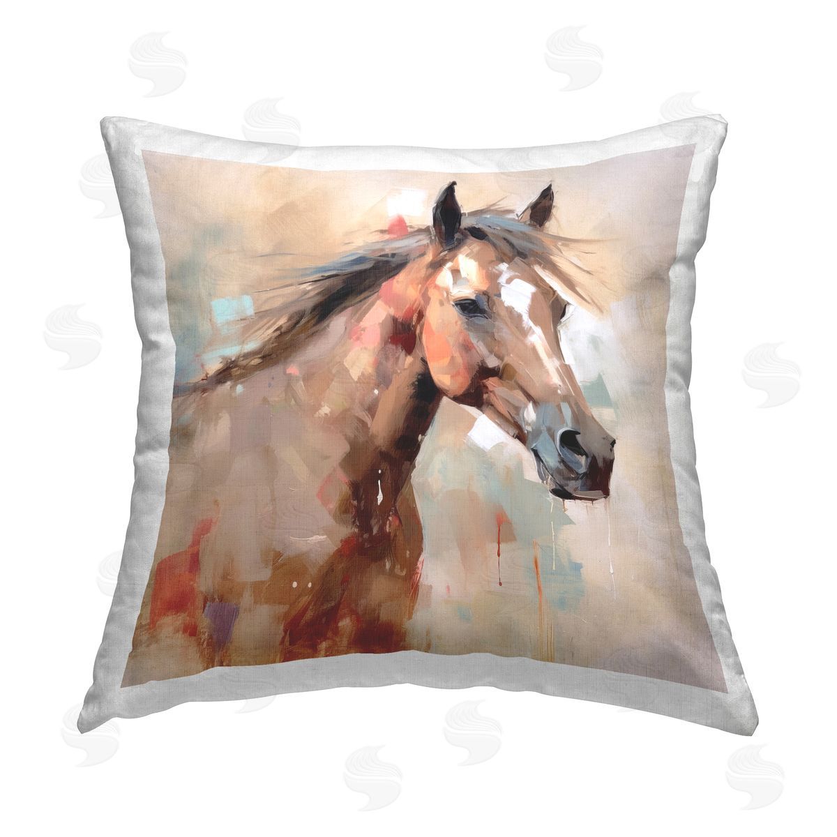 Irena Orlov Abstract Brown Horse Printed Plush Polyester Throw Pillow