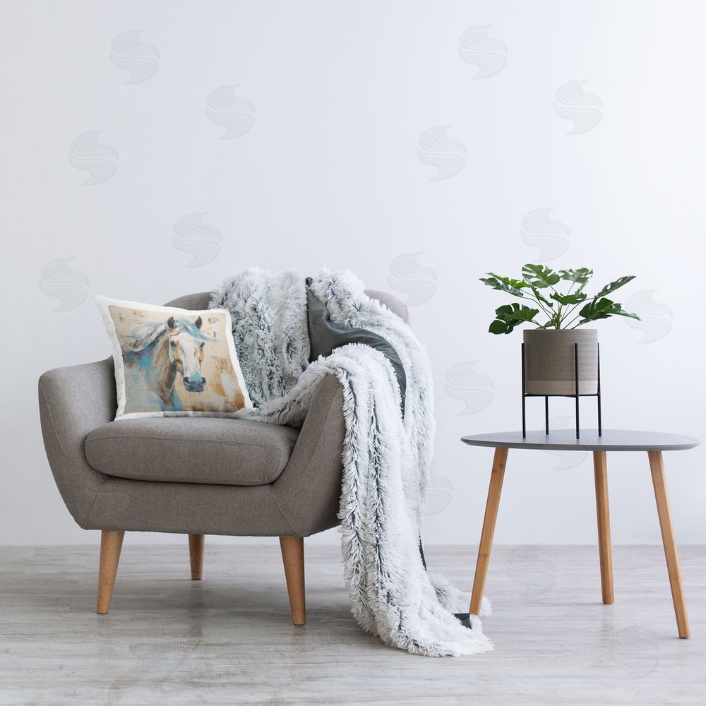 Irena Orlov Abstract Horse Portrait Printed Plush Polyester Throw Pillow On Chair