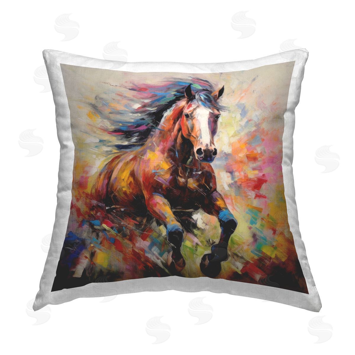 Irena Orlov Modern Horse Galloping Printed Plush Polyester Throw Pillow