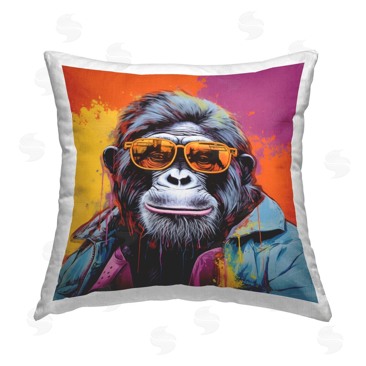 Irena Orlov Modern Fashion Gorilla Printed Plush Polyester Throw Pillow
