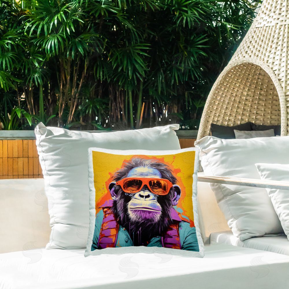 Irena Orlov Pop Style Gorilla Outdoor Quick-Dry Polyester Printed Throw Pillow in Back Yard