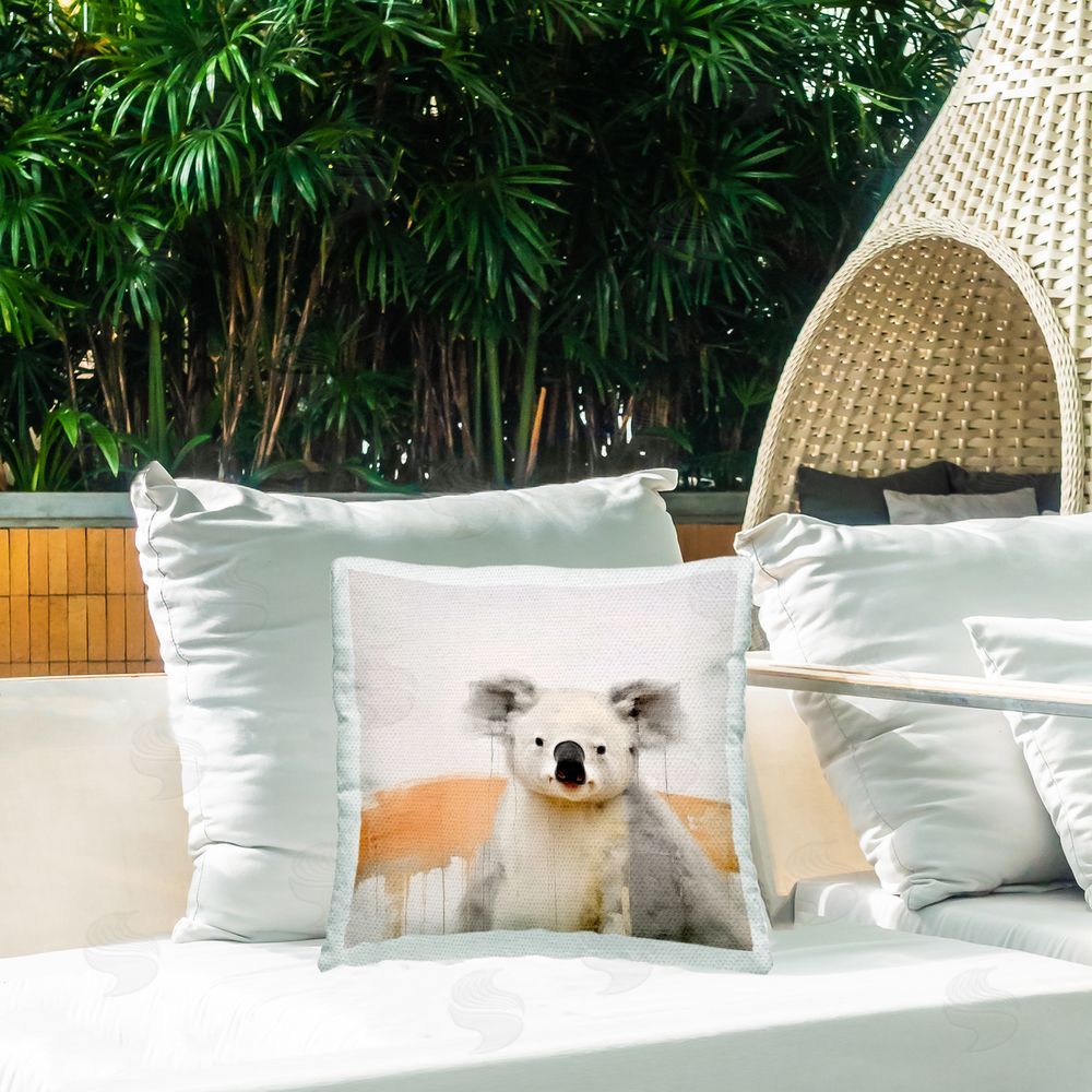 Irena Orlov Modern Koala Wildlife Outdoor Quick-Dry Polyester Printed Throw Pillow in Back Yard