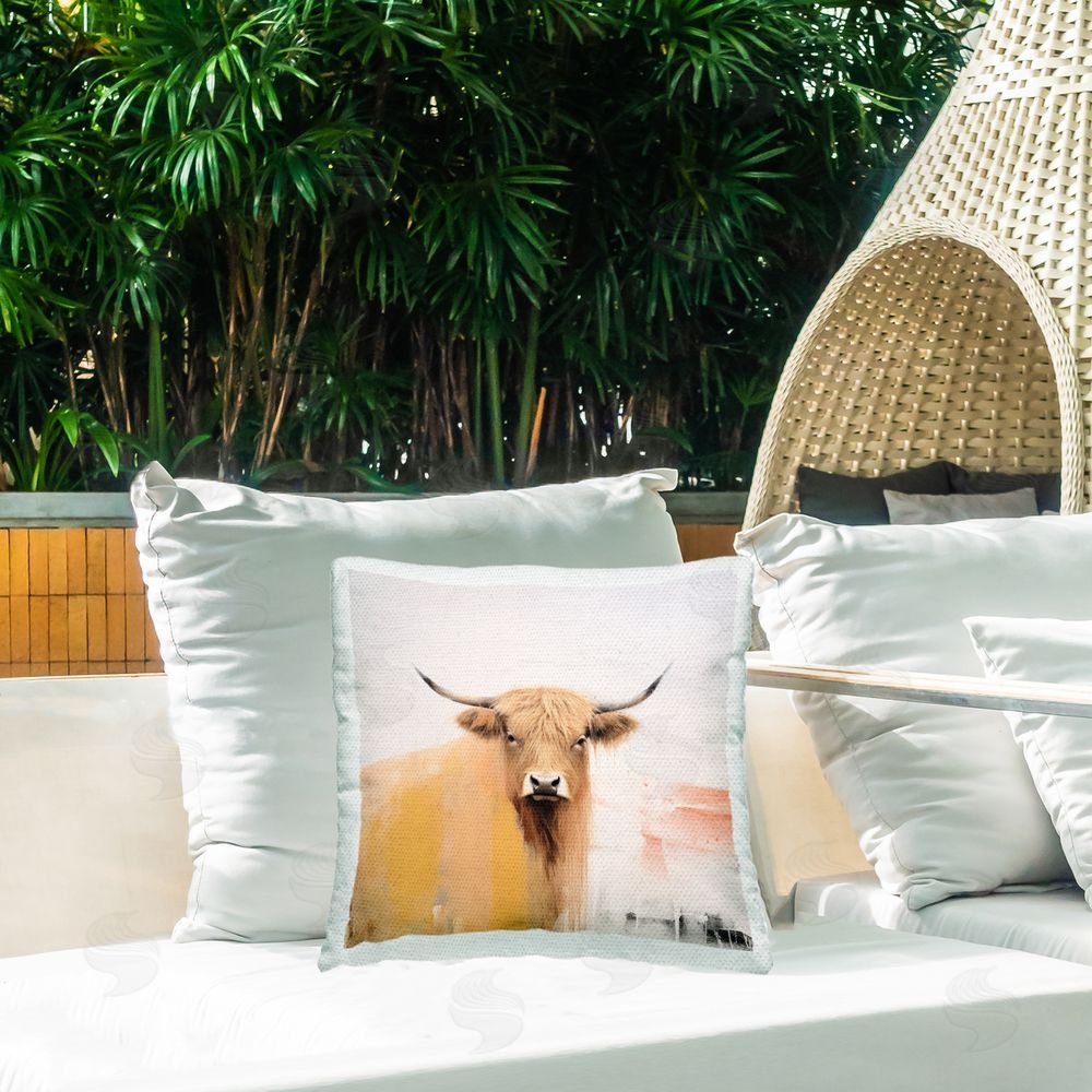Irena Orlov Abstract Farm Cattle Outdoor Quick-Dry Polyester Printed Throw Pillow in Back Yard