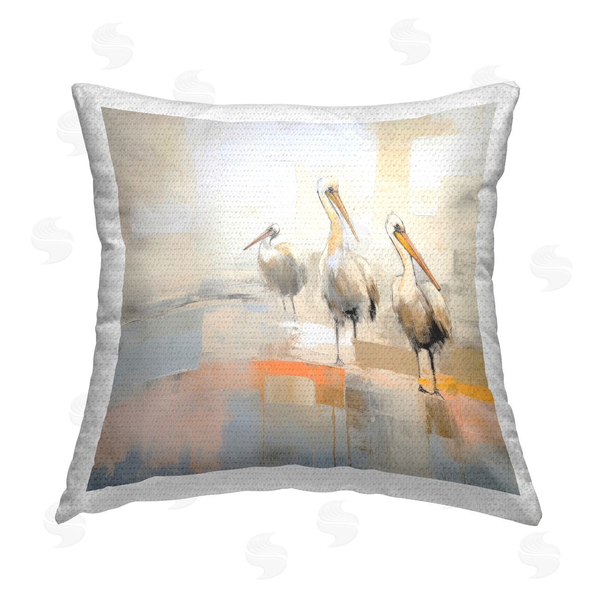 Irena Orlov Abstract Nautical Pelicans Outdoor Quick-Dry Polyester Printed Throw Pillow