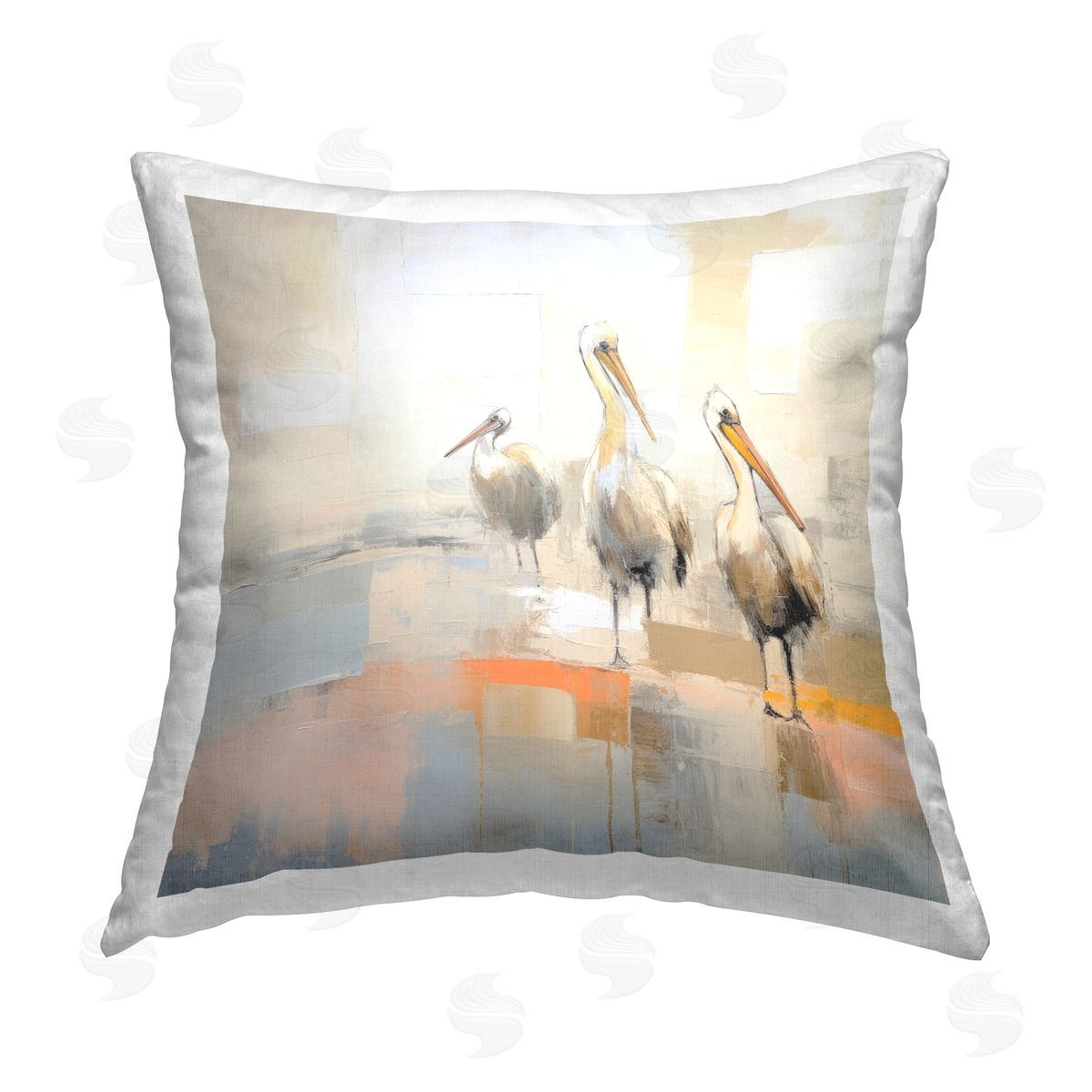 Irena Orlov Abstract Nautical Pelicans Printed Plush Polyester Throw Pillow