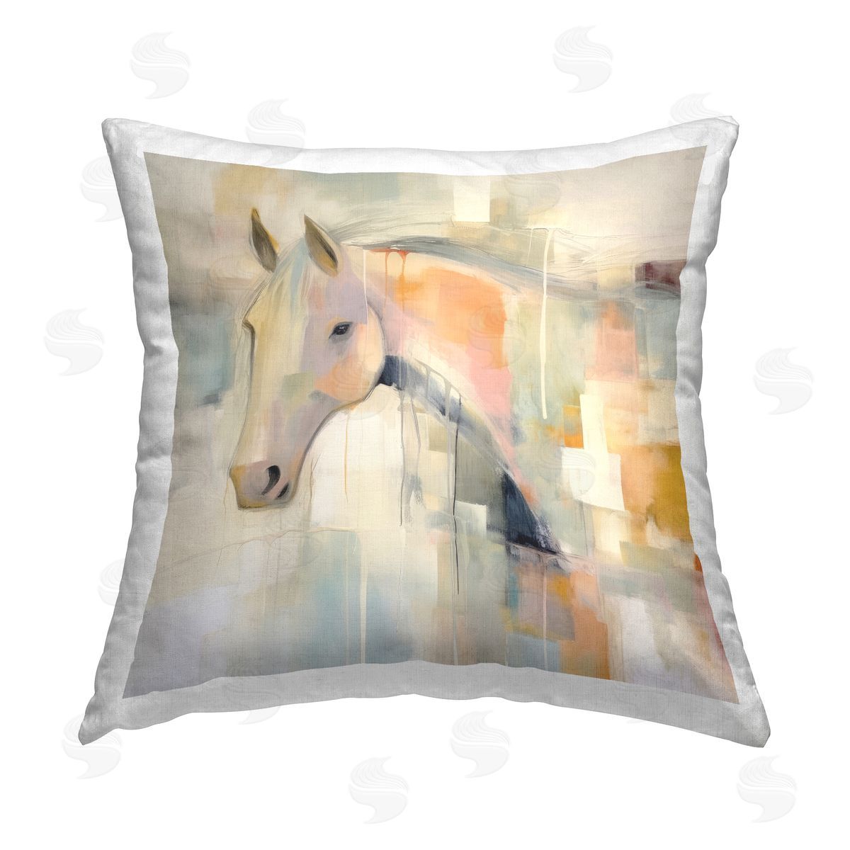 Irena Orlov Abstract Hued Horse Printed Plush Polyester Throw Pillow