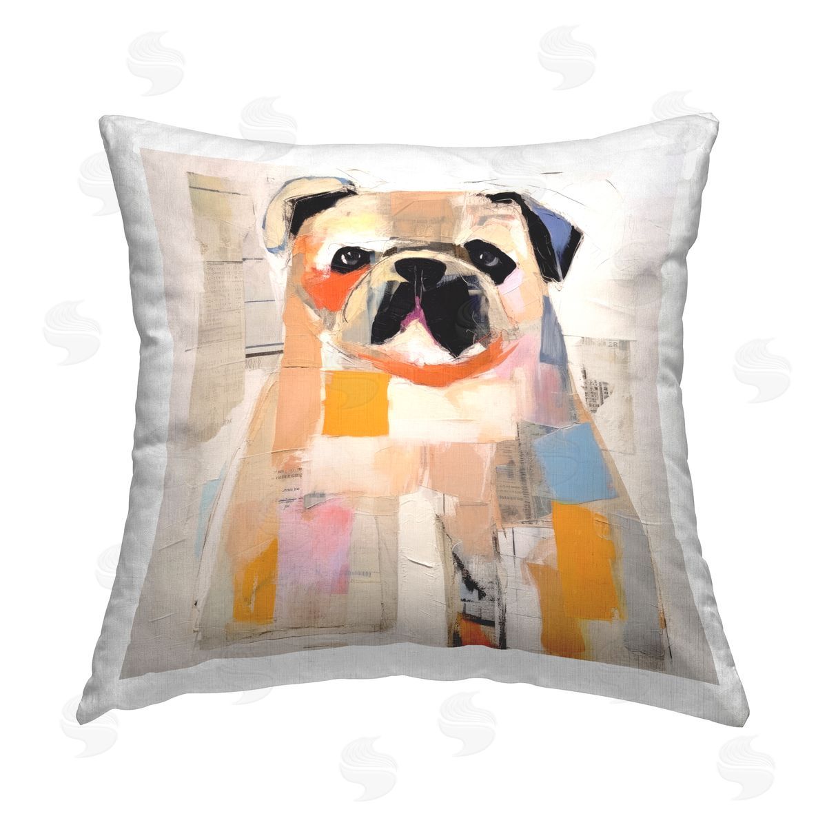 Irena Orlov Abstract Pug Dog Printed Plush Polyester Throw Pillow