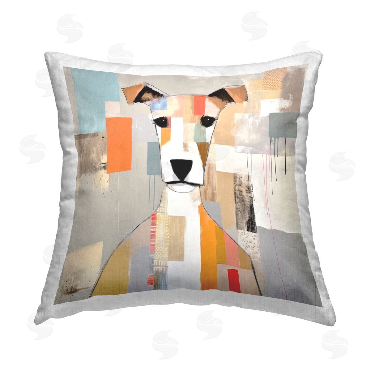 Irena Orlov Abstract Dog Portrait Printed Plush Polyester Throw Pillow