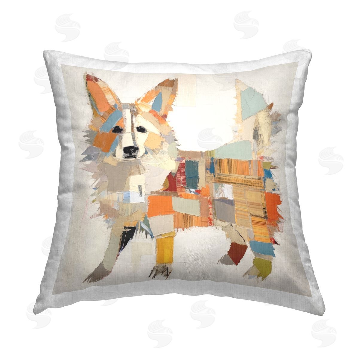 Irena Orlov Abstract Patterned Dog Printed Plush Polyester Throw Pillow