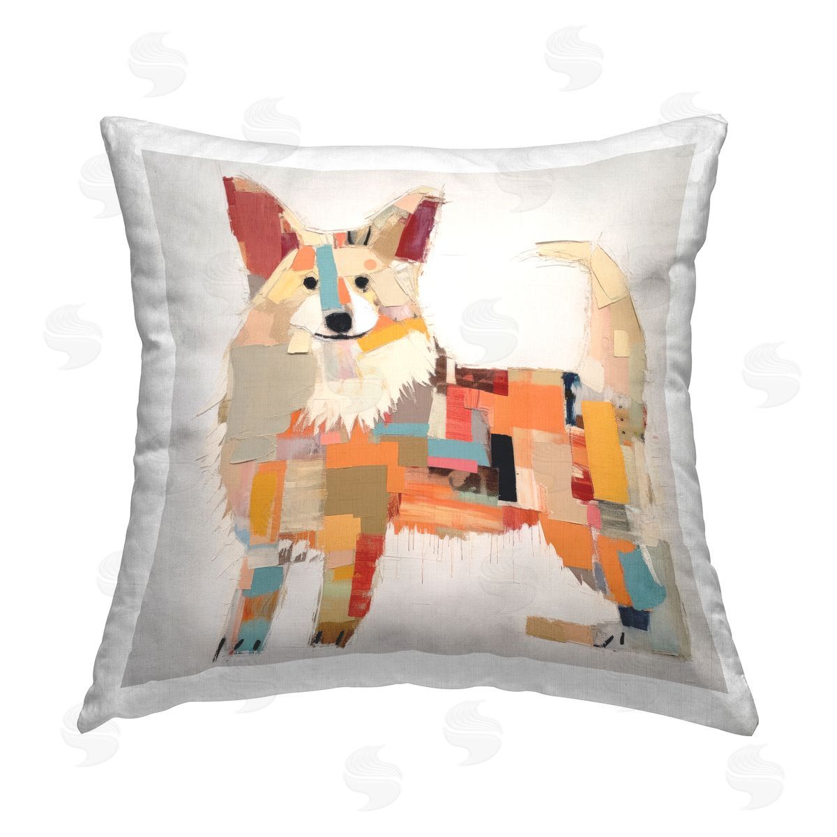 Irena Orlov Modern Patterned Dog Printed Plush Polyester Throw Pillow