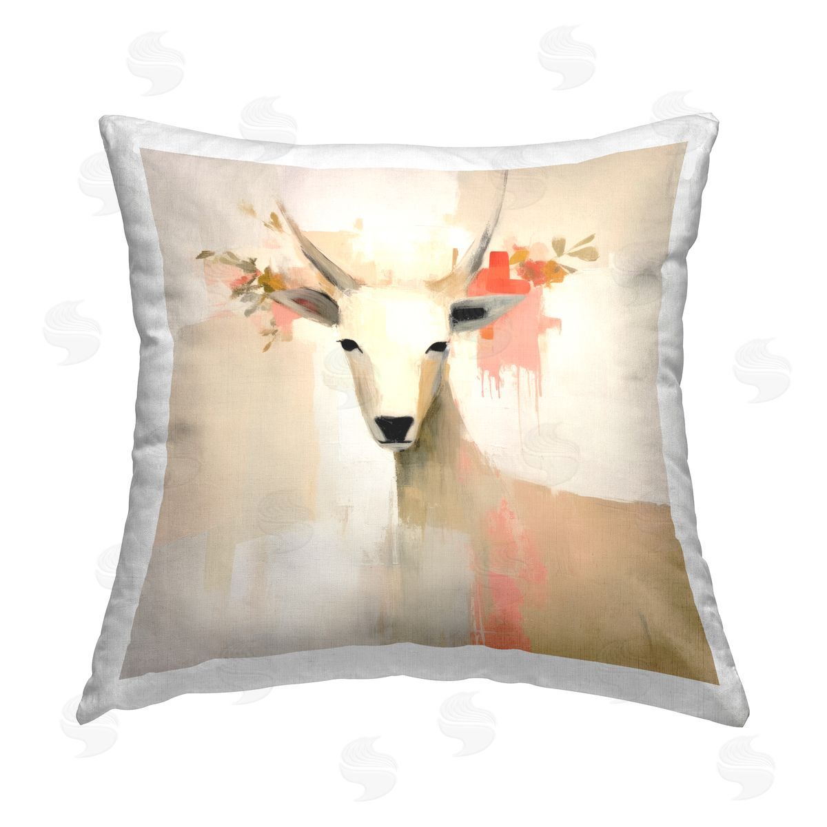 Irena Orlov Abstract Goat & Flowers Printed Plush Polyester Throw Pillow