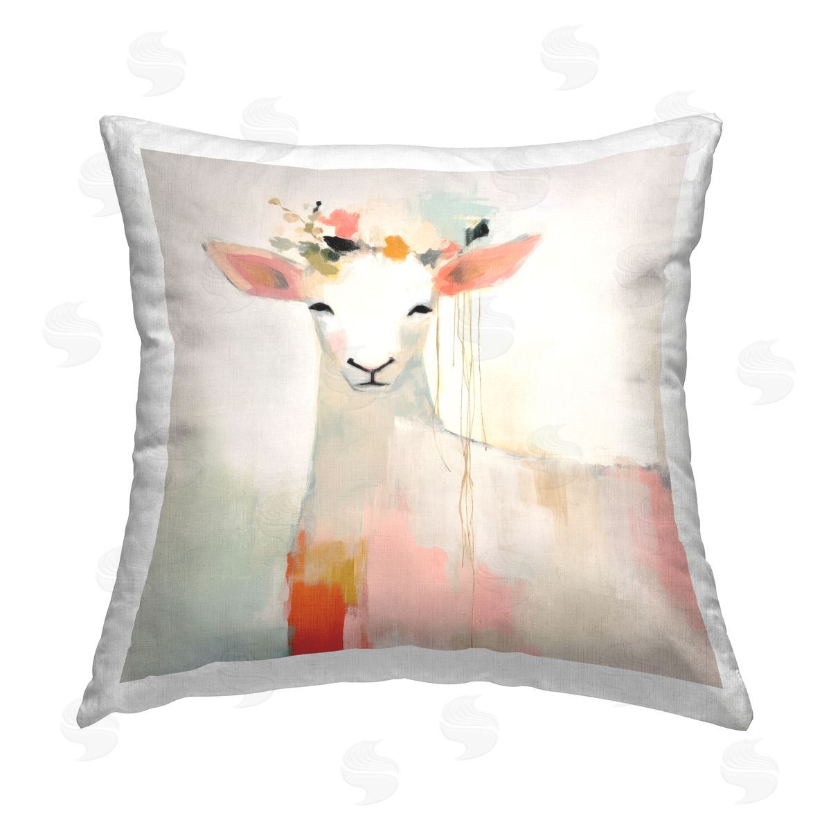Irena Orlov Modern Sheep Florals Printed Plush Polyester Throw Pillow