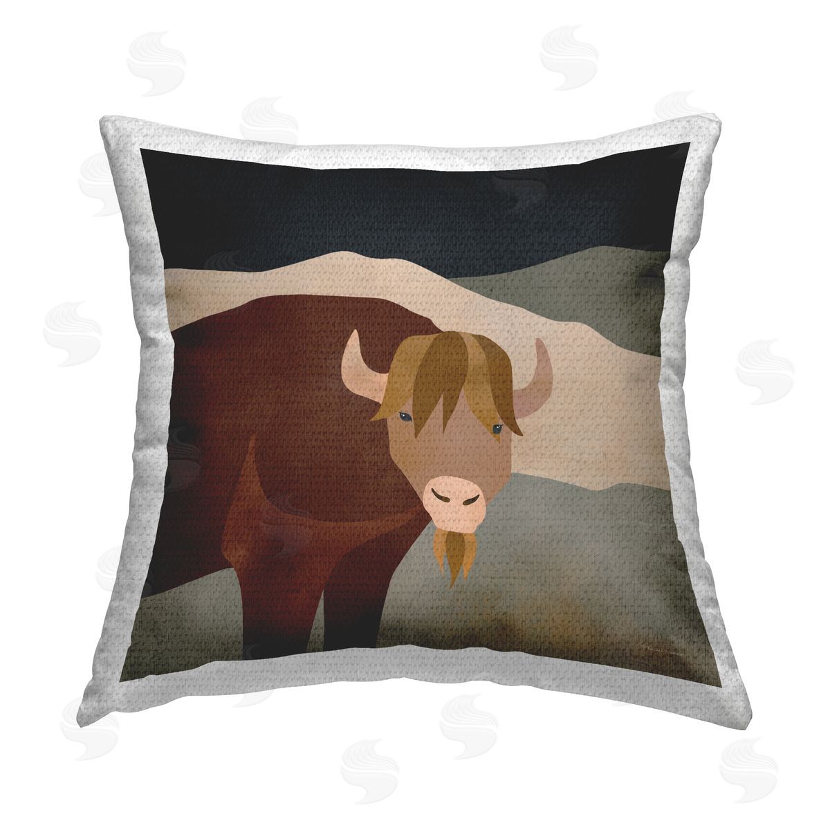 Rachel Nieman Modern Highland Cow Outdoor Quick-Dry Polyester Printed Throw Pillow
