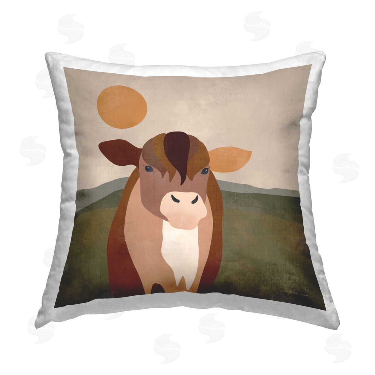 Rachel Nieman Farmhouse Cow Abstract Printed Plush Polyester Throw Pillow