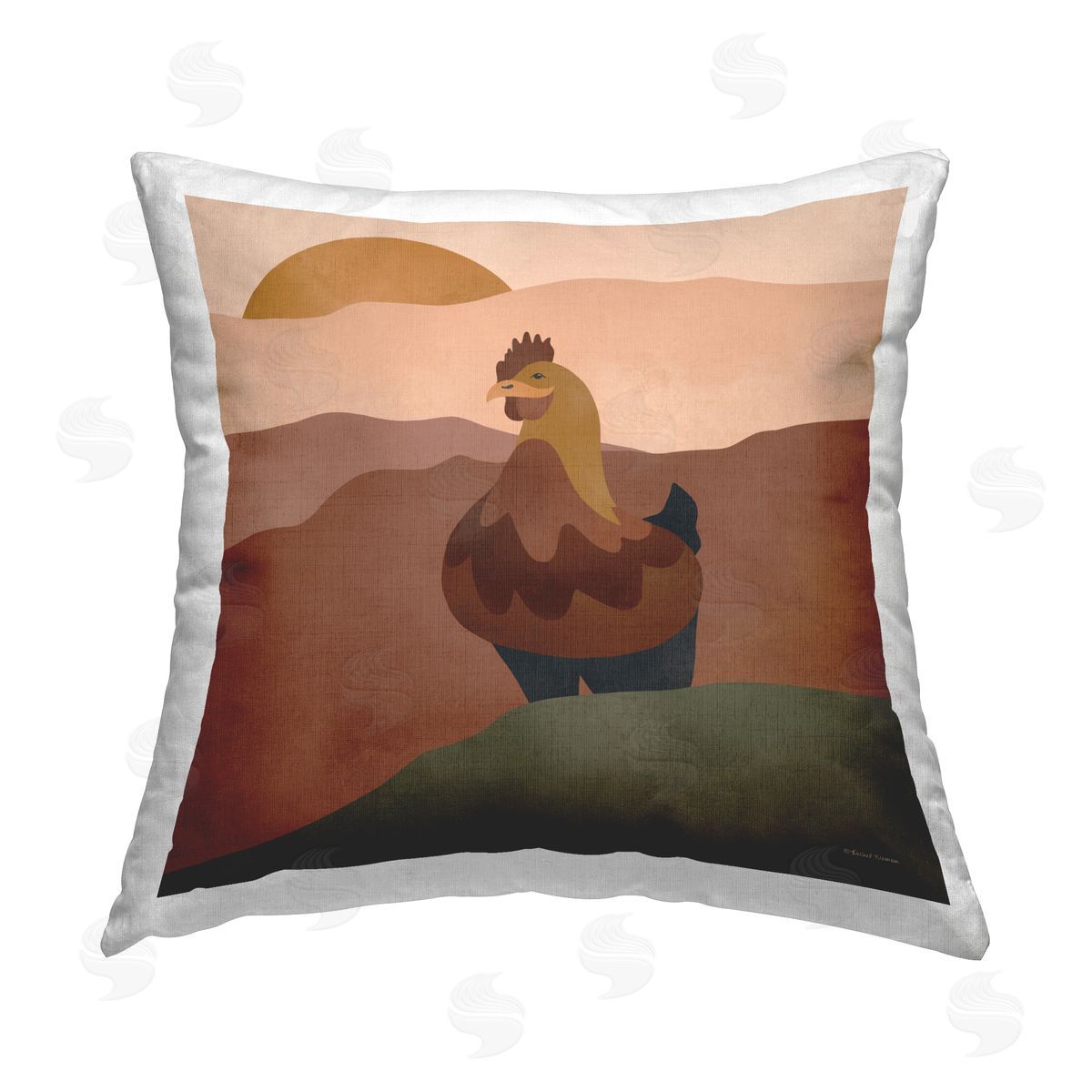 Rachel Nieman Earthy Hen Abstract Printed Plush Polyester Throw Pillow