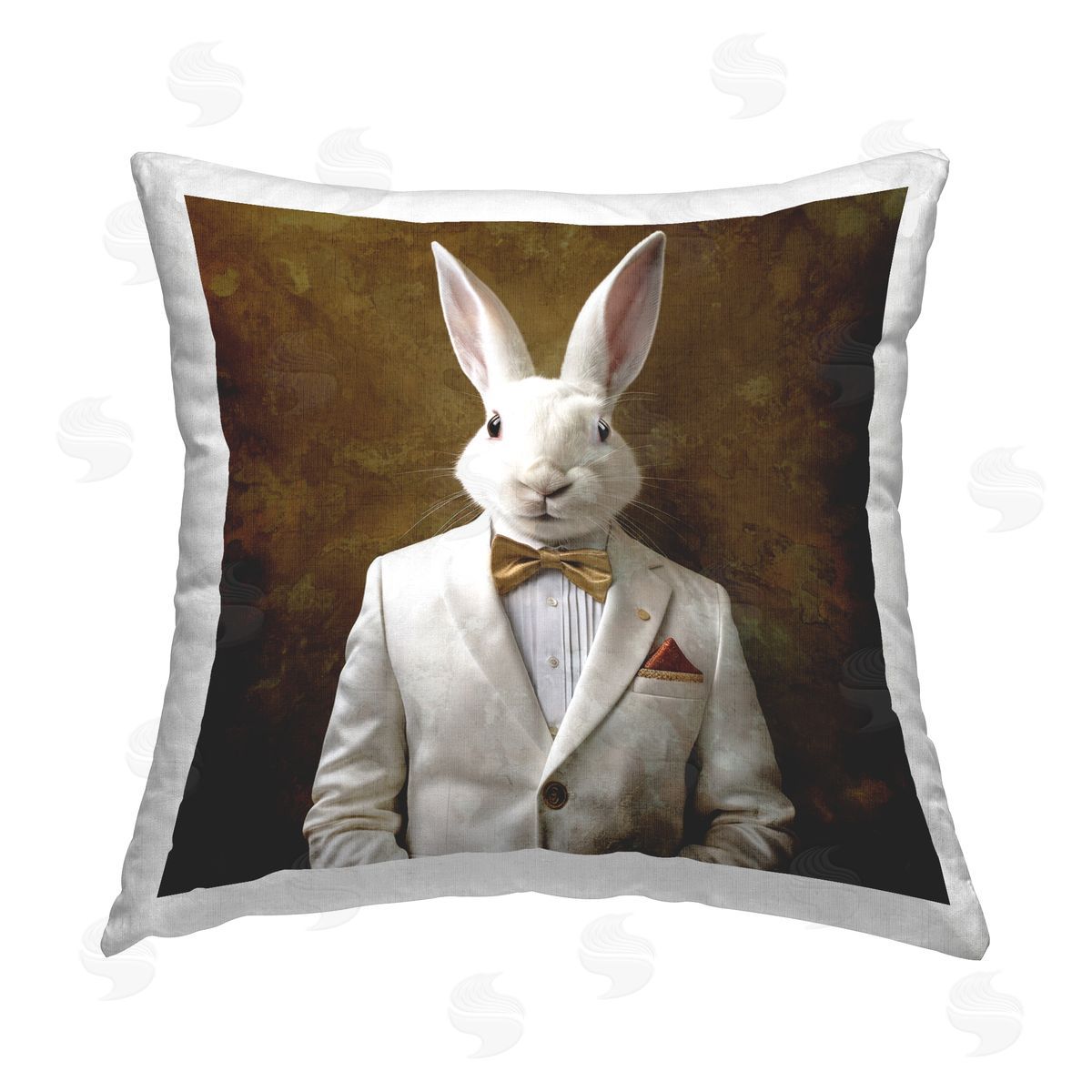 Roozbeh Vintage Fashion Hare Printed Plush Polyester Throw Pillow