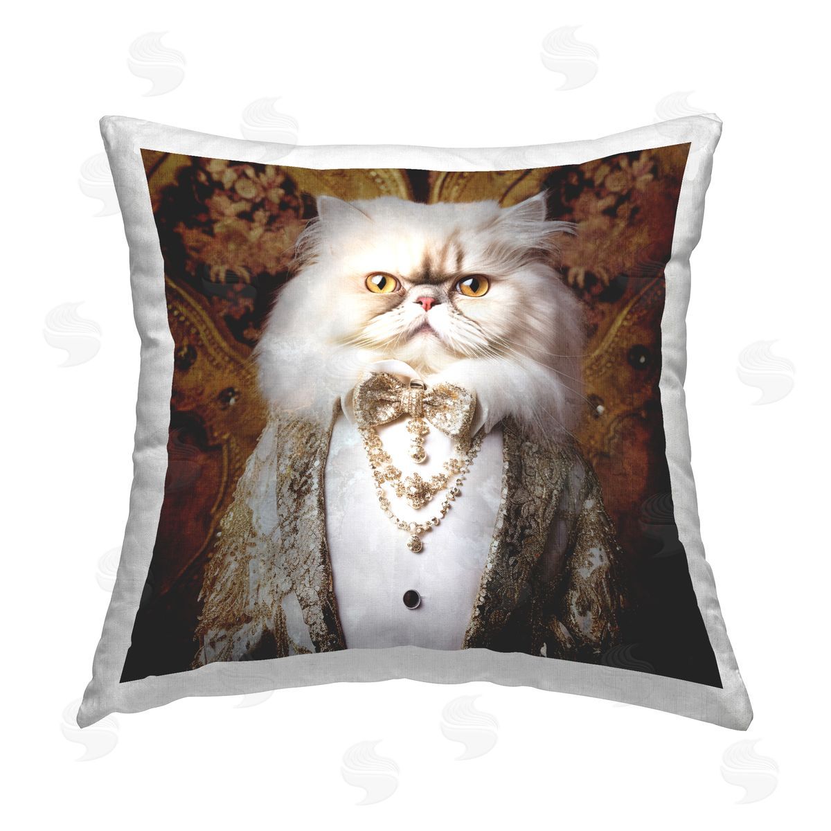 Roozbeh Vintage Fashion Cat Printed Plush Polyester Throw Pillow