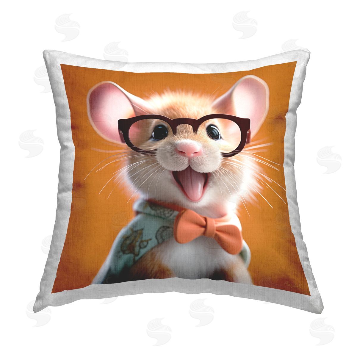 Roozbeh Happy Mouse Face Printed Plush Polyester Throw Pillow