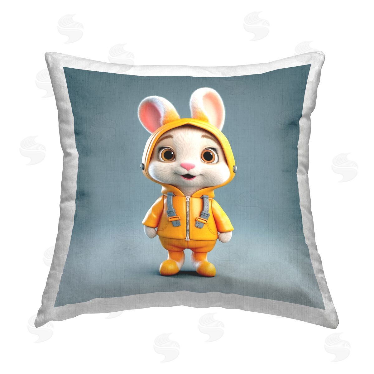 Roozbeh Bunny in Yellow Suit Printed Plush Polyester Throw Pillow