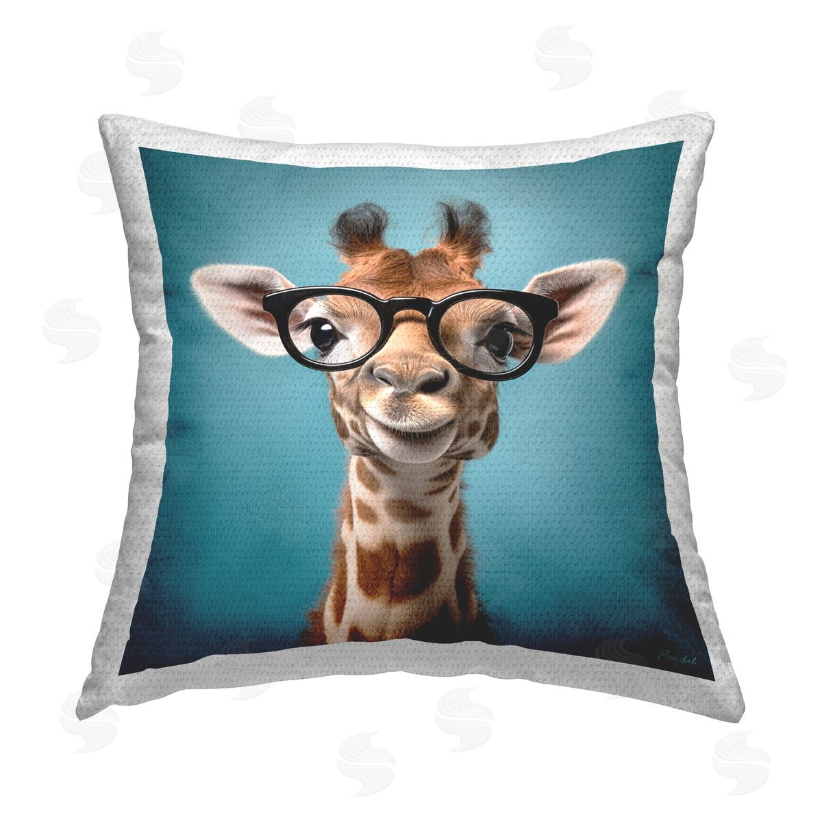 Roozbeh Giraffe & Black Glasses Outdoor Quick-Dry Polyester Printed Throw Pillow