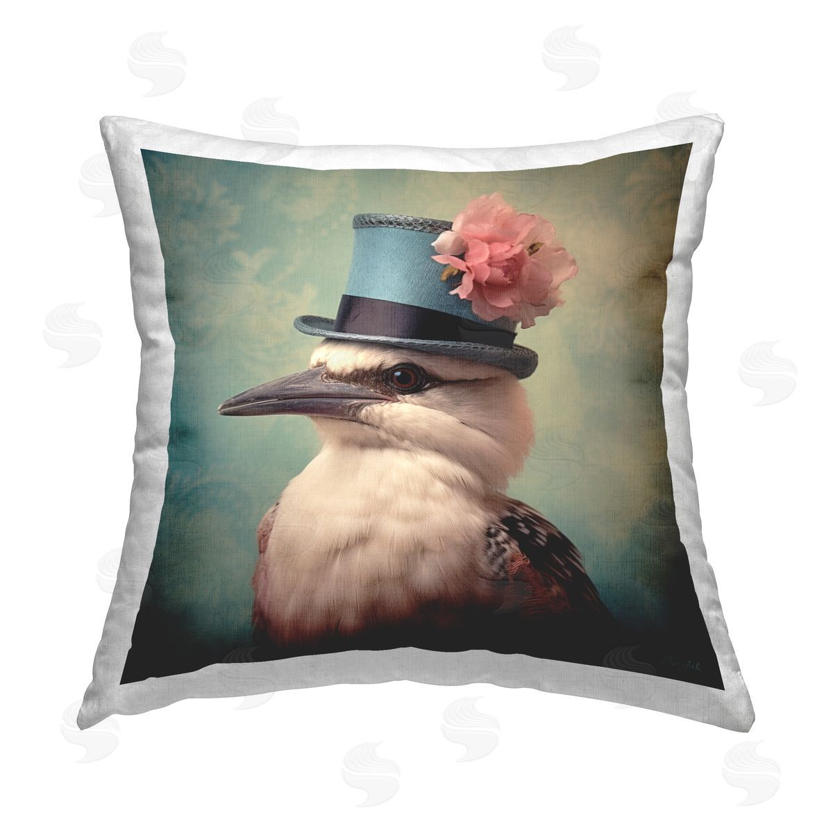 Roozbeh Bird & Vintage Hat Printed Plush Polyester Throw Pillow