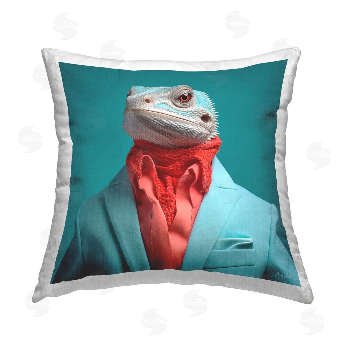 Roozbeh Fancy Iguana Fashion Printed Plush Polyester Throw Pillow