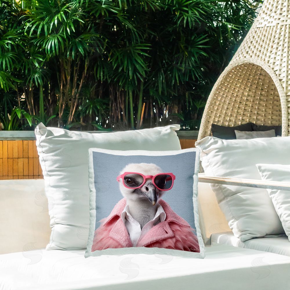 Roozbeh Trendy Vulture Bird Outdoor Quick-Dry Polyester Printed Throw Pillow in Back Yard