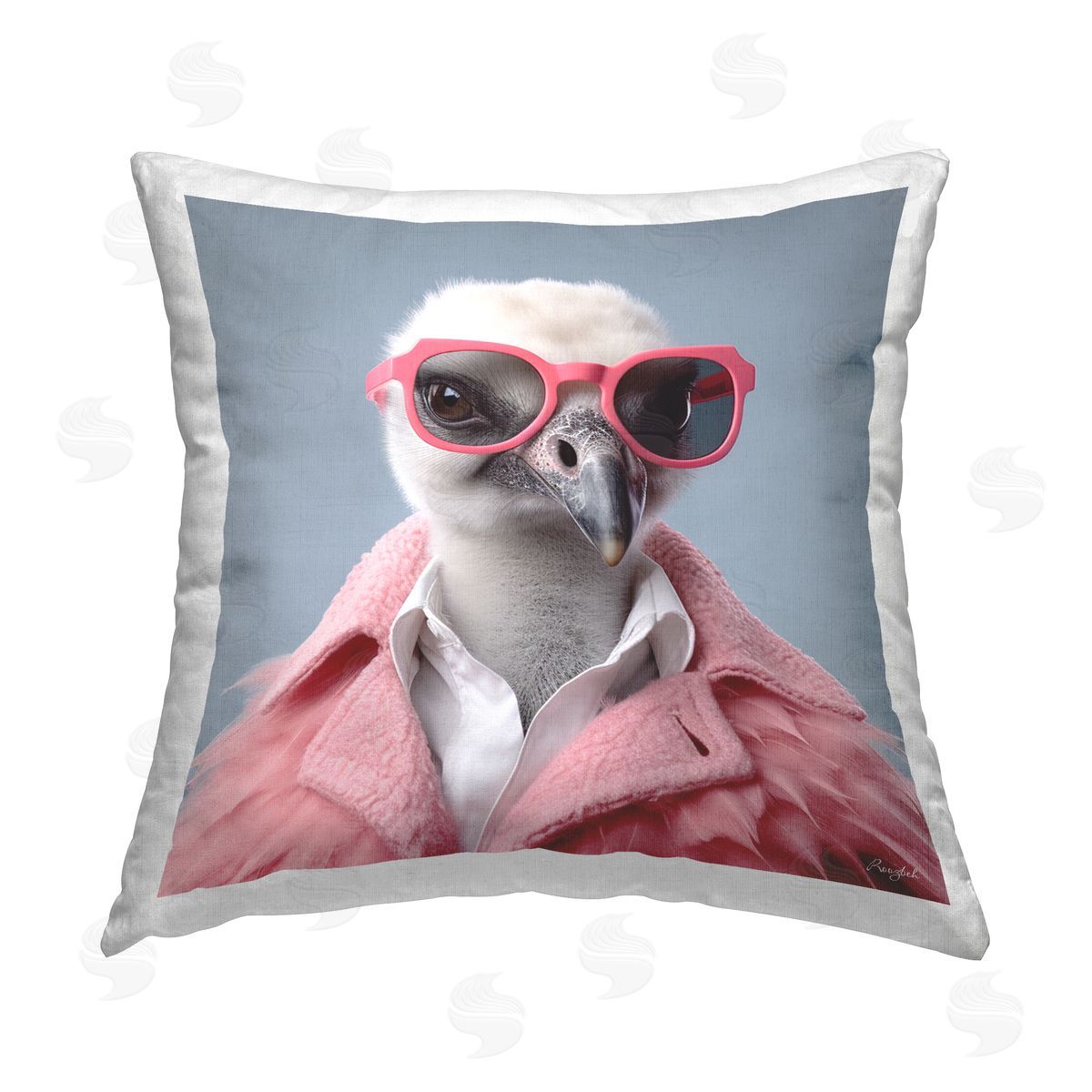 Roozbeh Trendy Vulture Bird Printed Plush Polyester Throw Pillow
