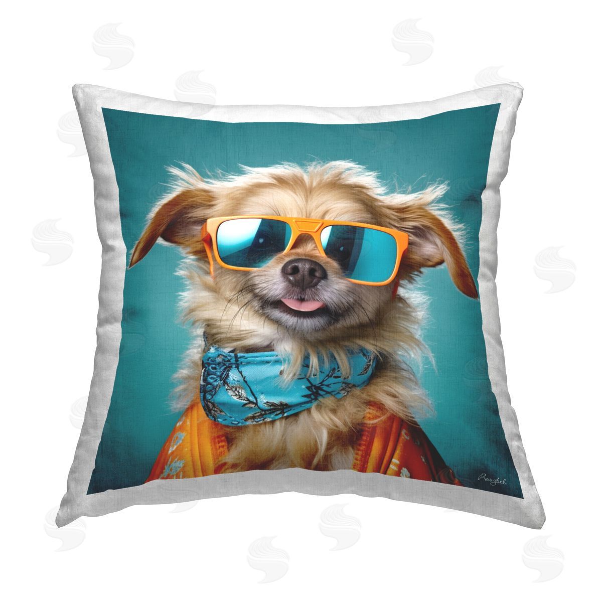 Roozbeh Trendy Dog Sunglasses Printed Plush Polyester Throw Pillow