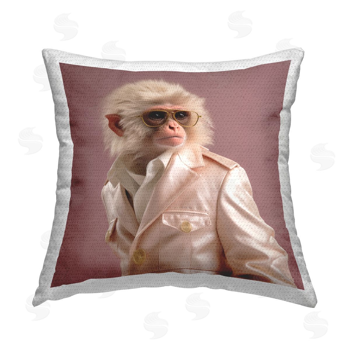 Roozbeh Monkey in Glam Suit Outdoor Quick-Dry Polyester Printed Throw Pillow