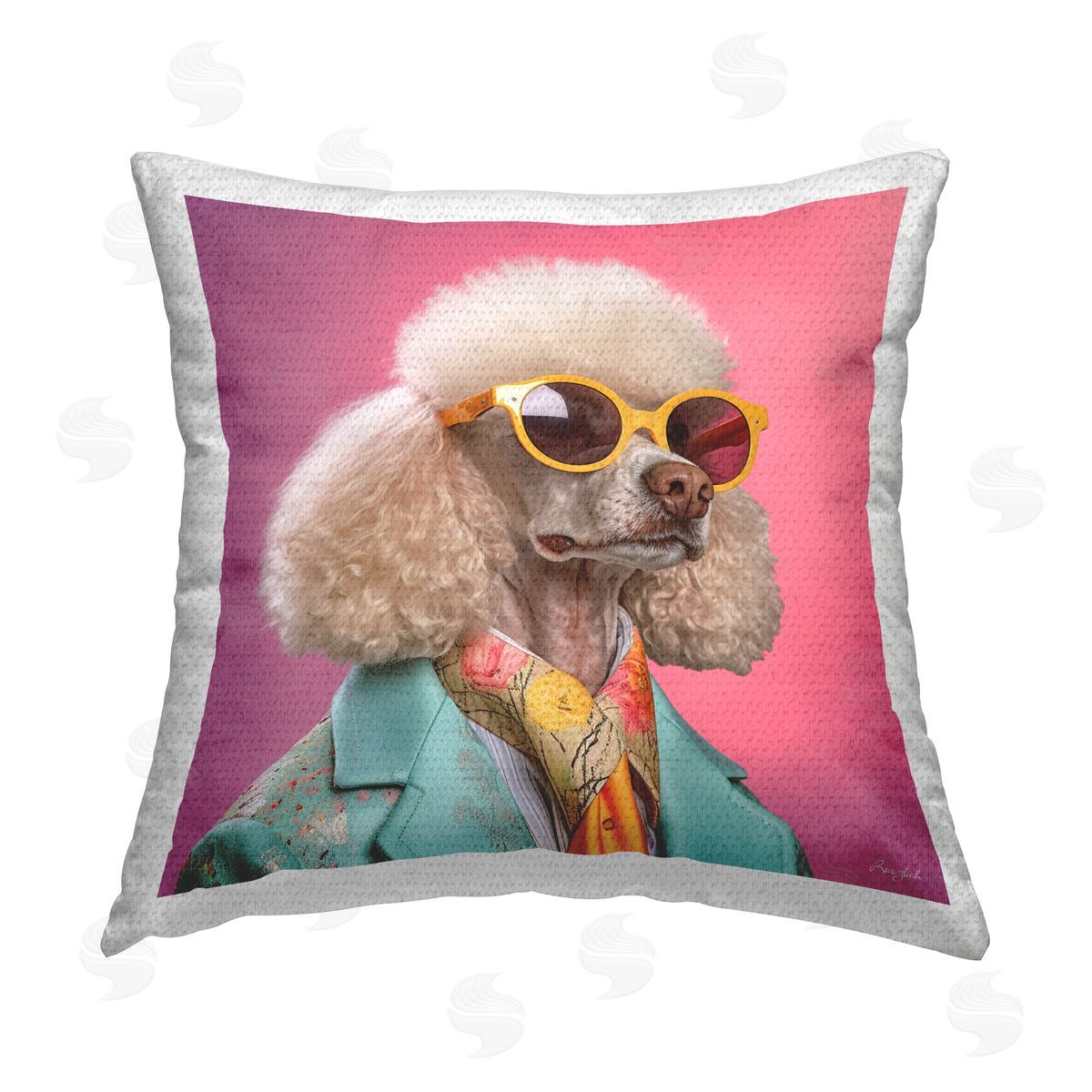 Roozbeh Trendy Poodle Fashion Outdoor Quick-Dry Polyester Printed Throw Pillow