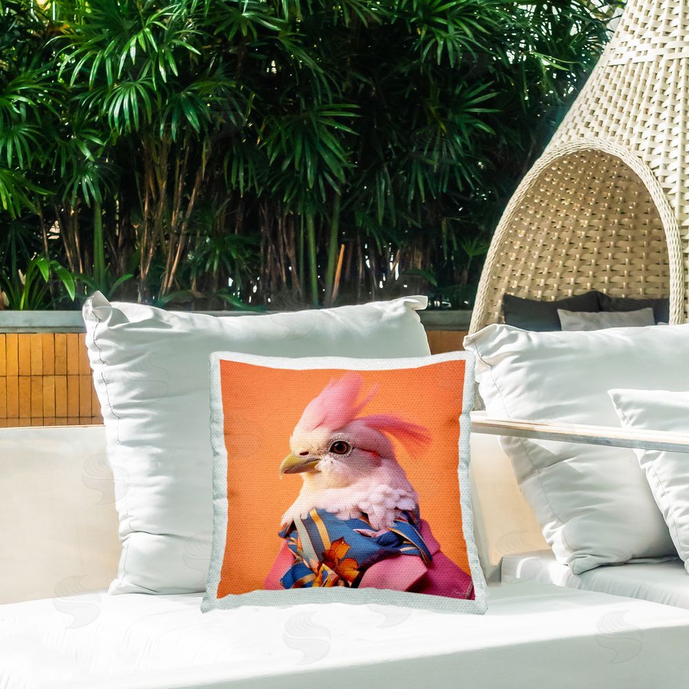 Roozbeh Trendy Fashion Bird Outdoor Quick-Dry Polyester Printed Throw Pillow in Back Yard