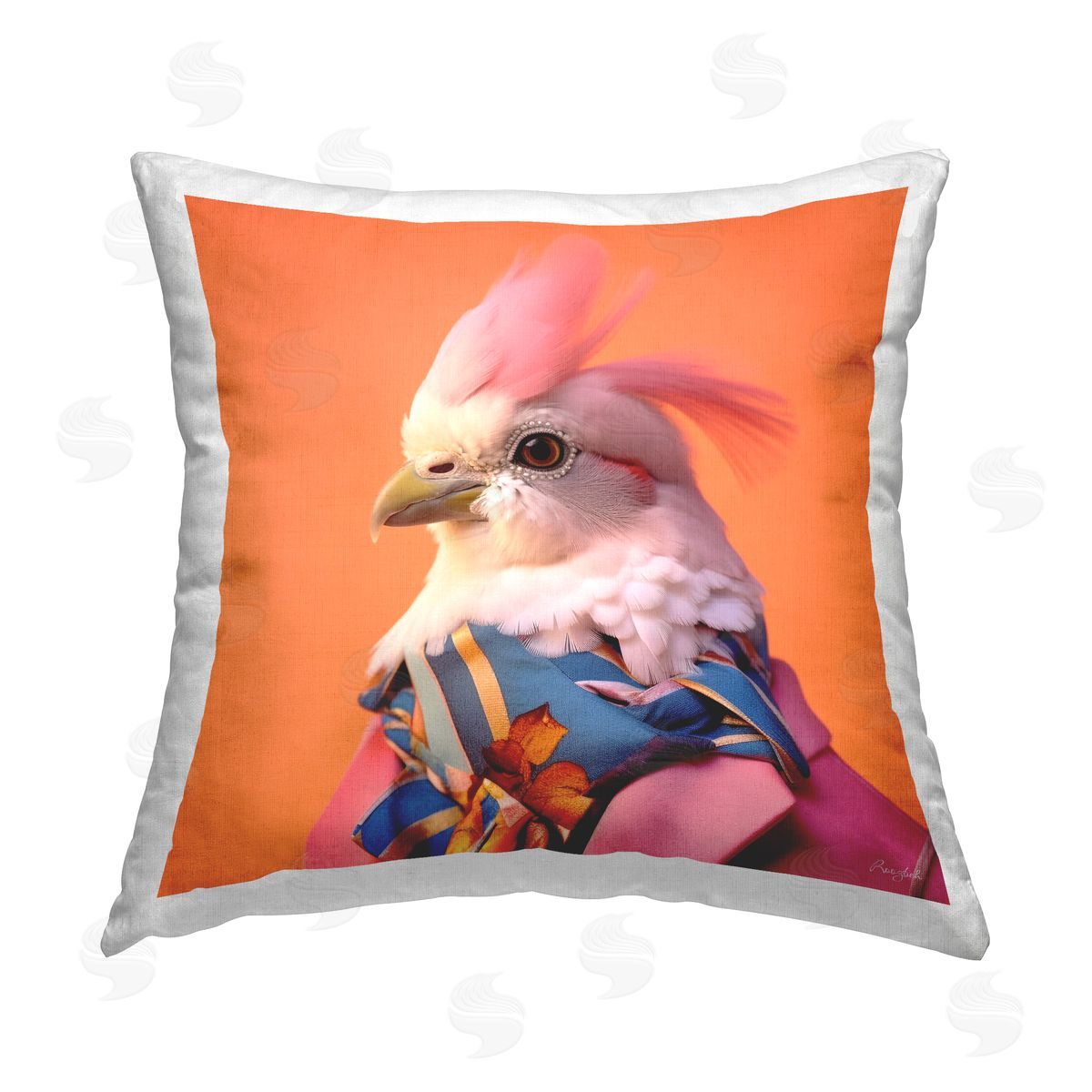 Roozbeh Trendy Fashion Bird Printed Plush Polyester Throw Pillow