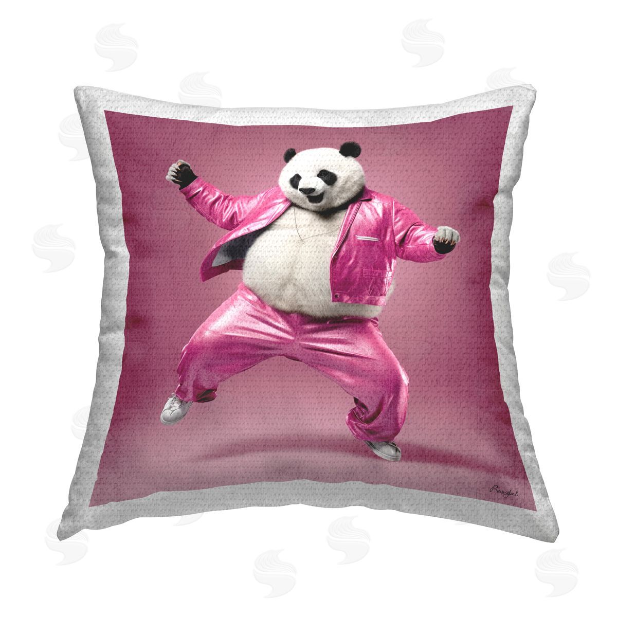 Roozbeh Panda Bear Dancing Outdoor Quick-Dry Polyester Printed Throw Pillow
