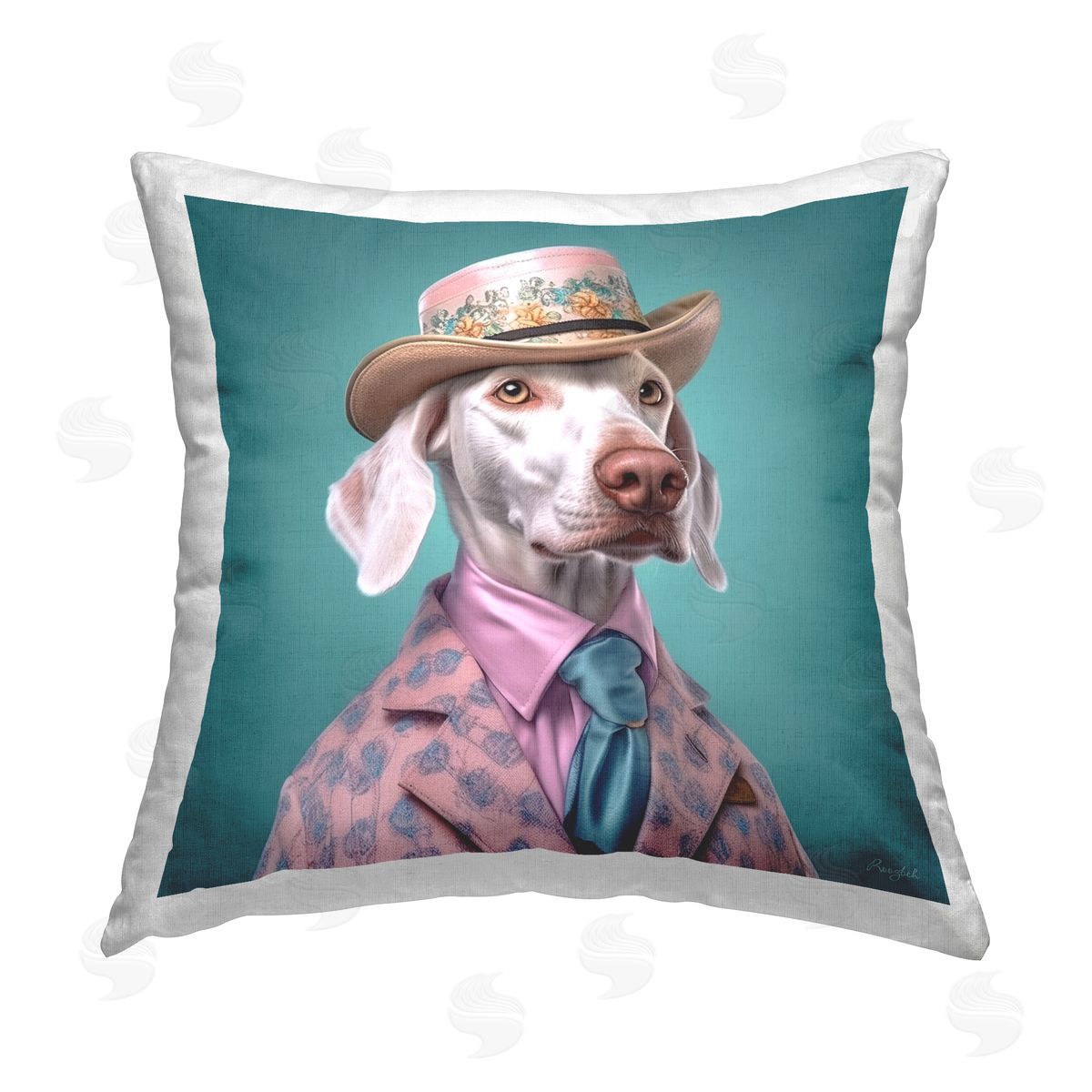 Roozbeh Chic Dog Fashion Printed Plush Polyester Throw Pillow