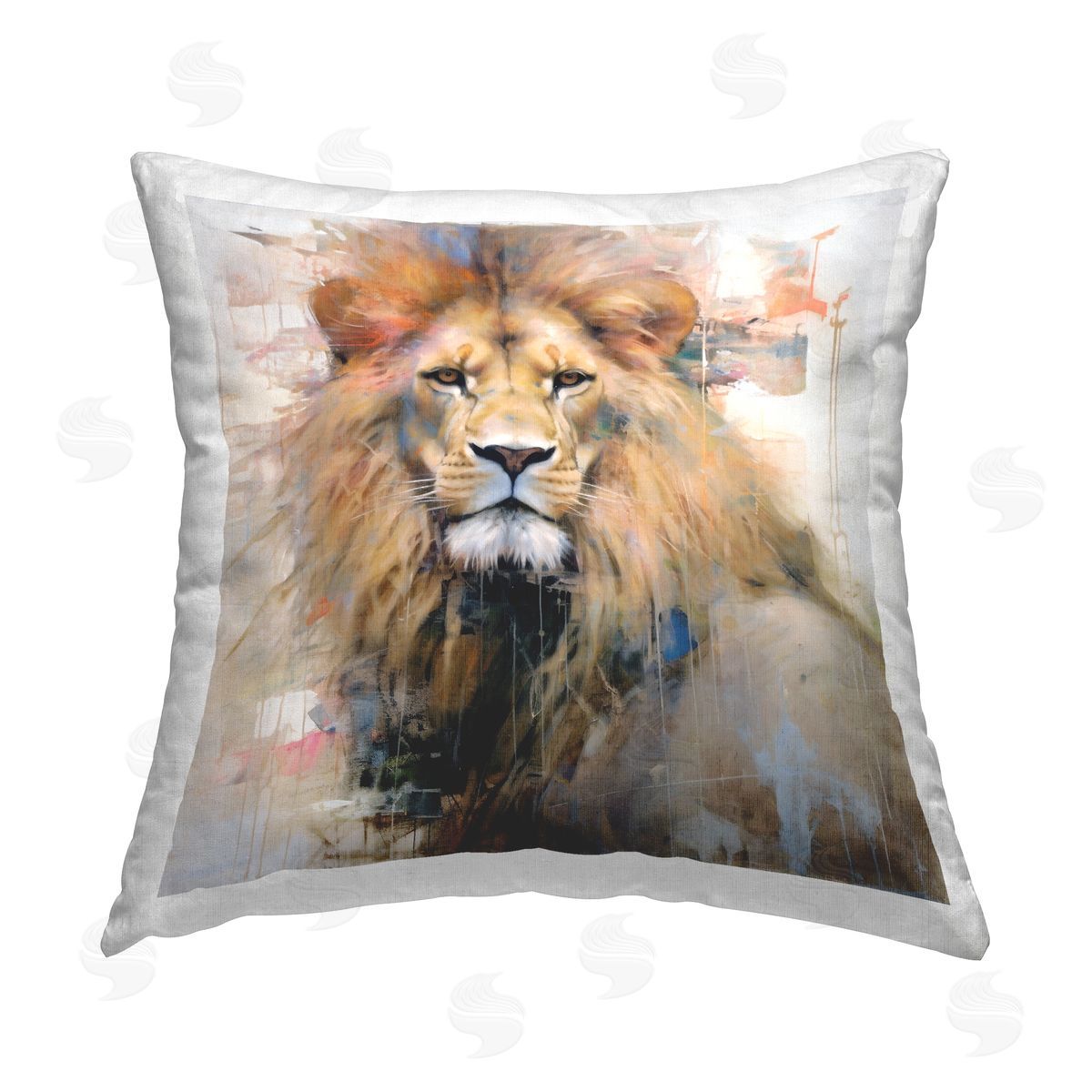 Ray Powers Modern Lion Portrait Printed Plush Polyester Throw Pillow