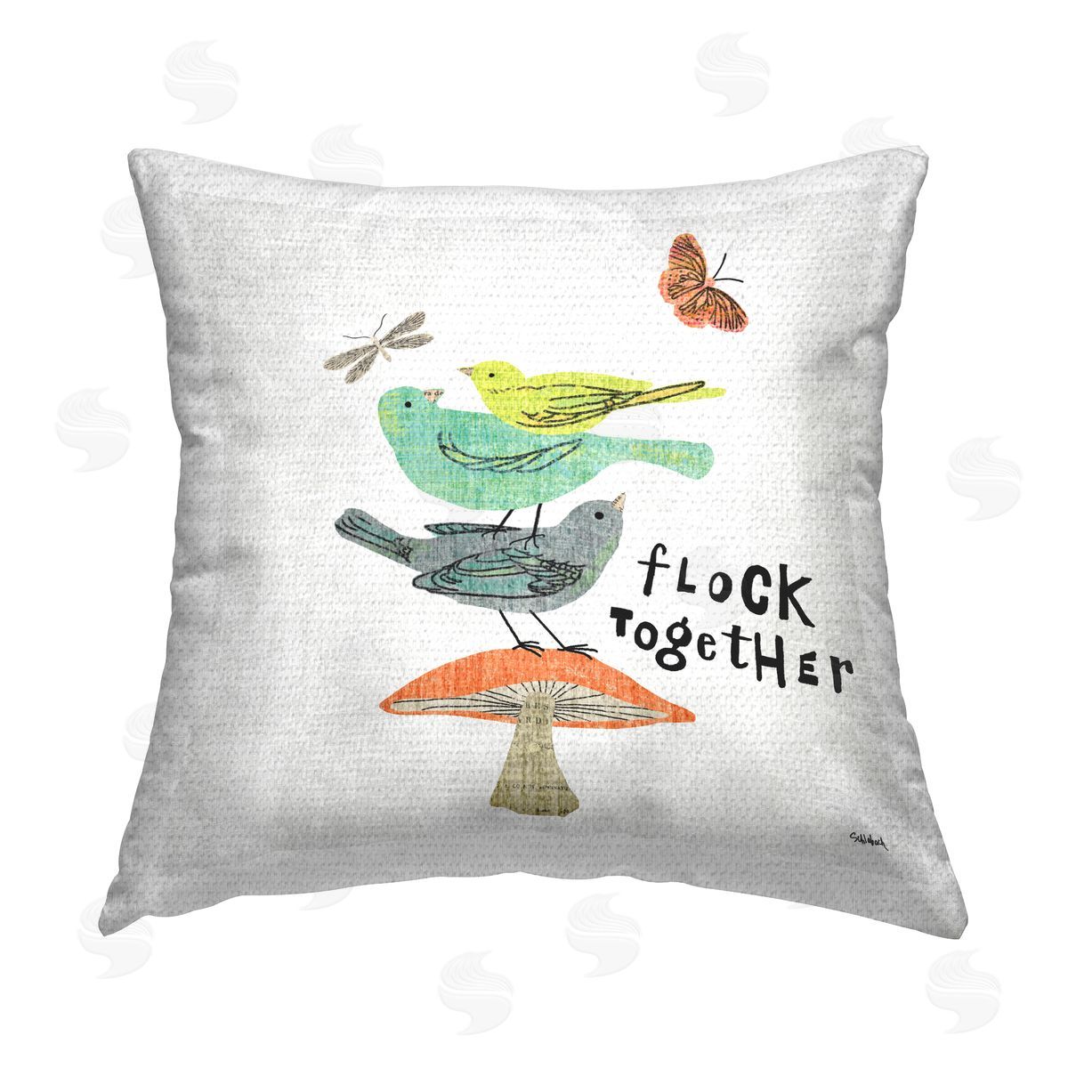 Sue Schlabach Flock Together Nature Outdoor Quick-Dry Polyester Printed Throw Pillow