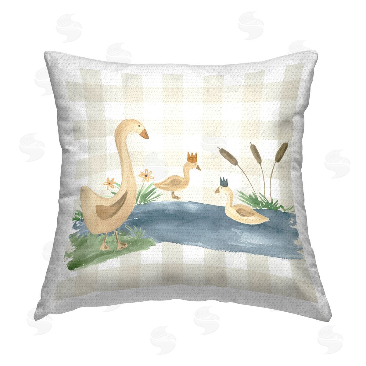 Lucille Price Duck Family Patterned Outdoor Quick-Dry Polyester Printed Throw Pillow