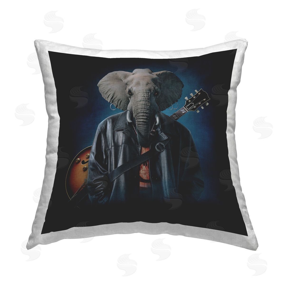 Vincent Hie Elephant Cooper Musician Printed Plush Polyester Throw Pillow