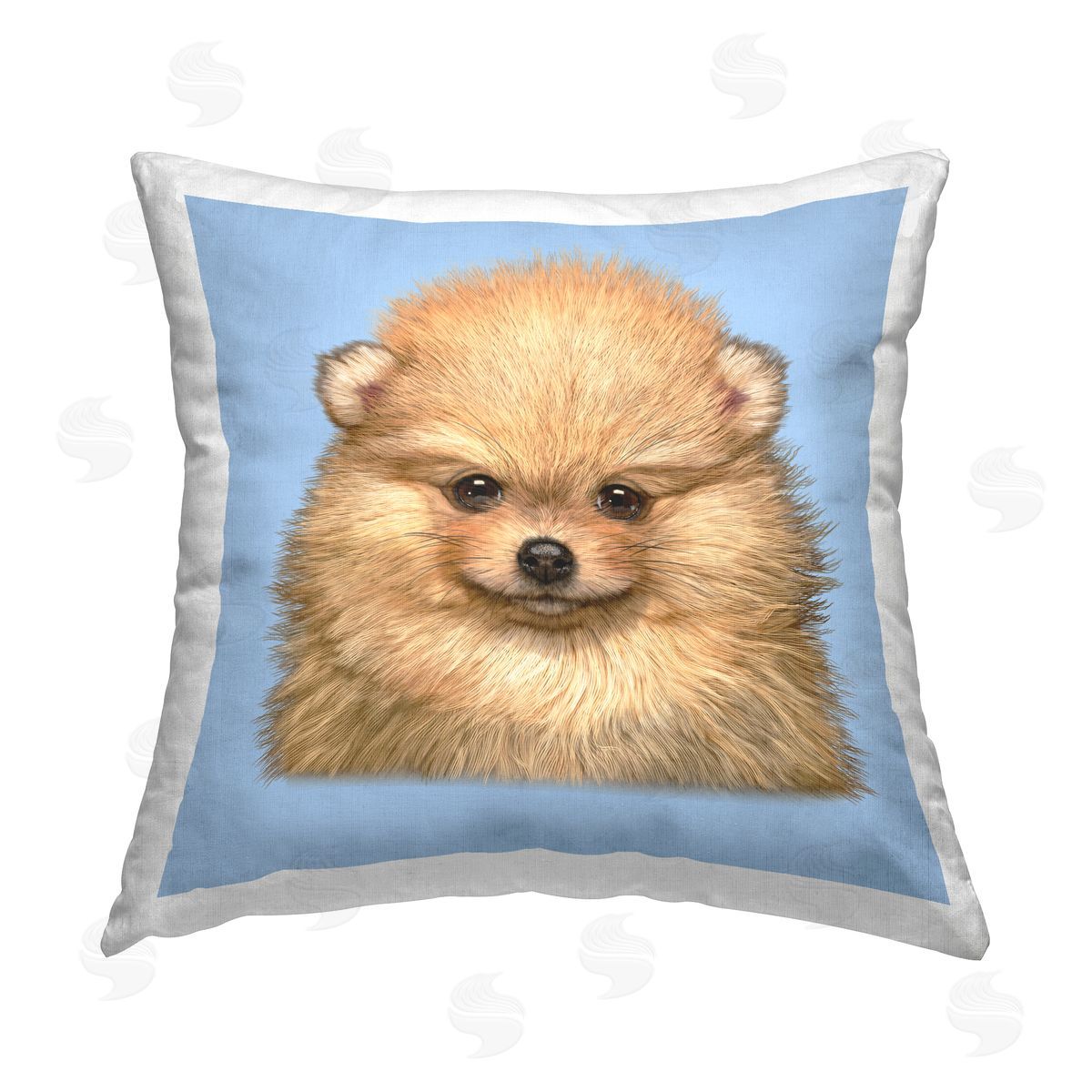 Vincent Hie Pomeranian Dog Face Printed Plush Polyester Throw Pillow