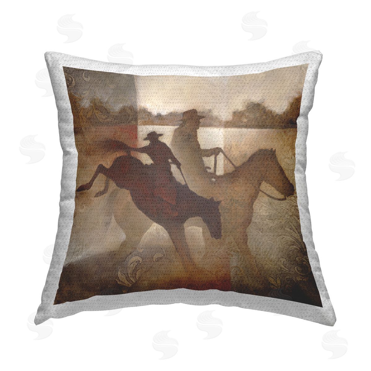 White Ladder Brown Cowboy Abstract Outdoor Quick-Dry Polyester Printed Throw Pillow
