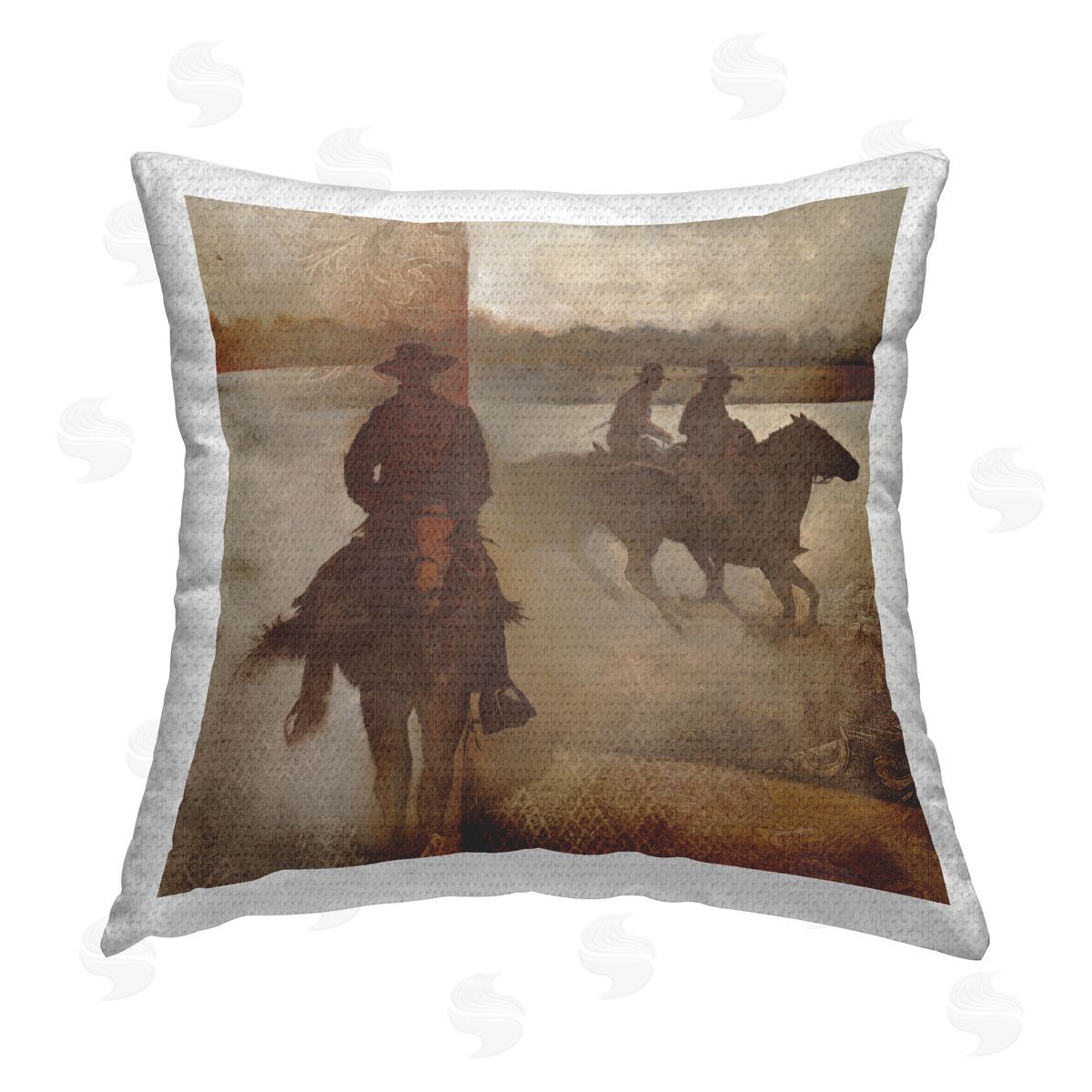 White Ladder Rustic Patterned Cowboys Outdoor Quick-Dry Polyester Printed Throw Pillow