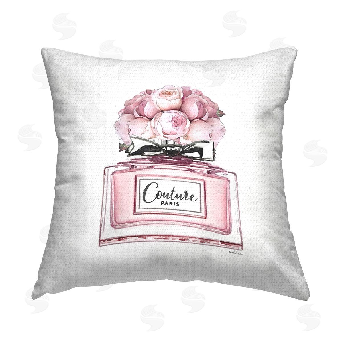 Amanda Greenwood Pink Roses Perfume Outdoor Quick-Dry Polyester Printed Throw Pillow