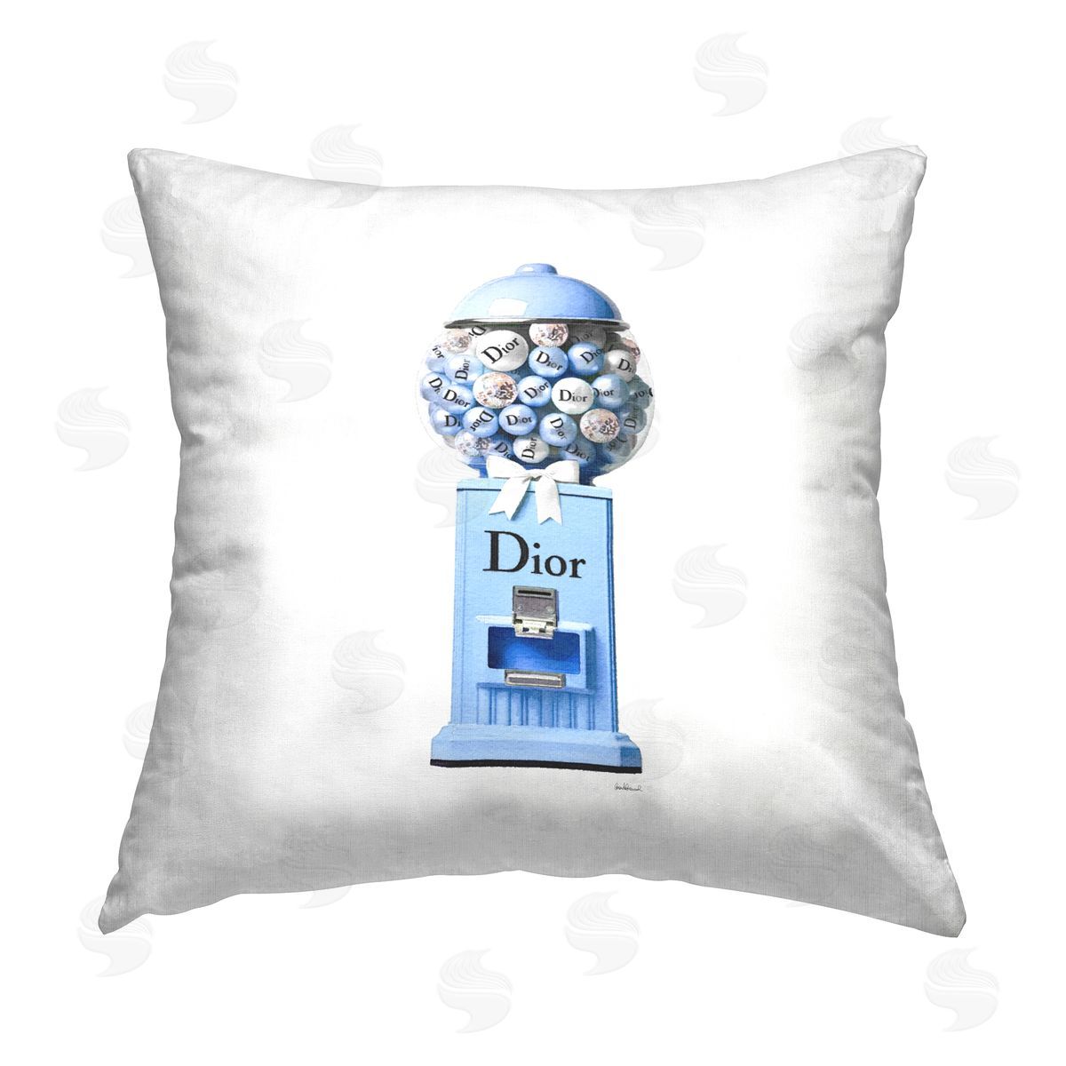Amanda Greenwood Blue Glam Gumballs Printed Plush Polyester Throw Pillow