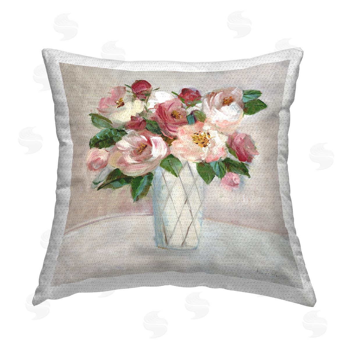 Sally Swatland Rose Vase Bouquet Outdoor Quick-Dry Polyester Printed Throw Pillow