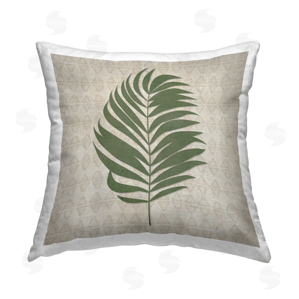 Susan Jill Palm Leaf Patterned Printed Plush Polyester Throw Pillow