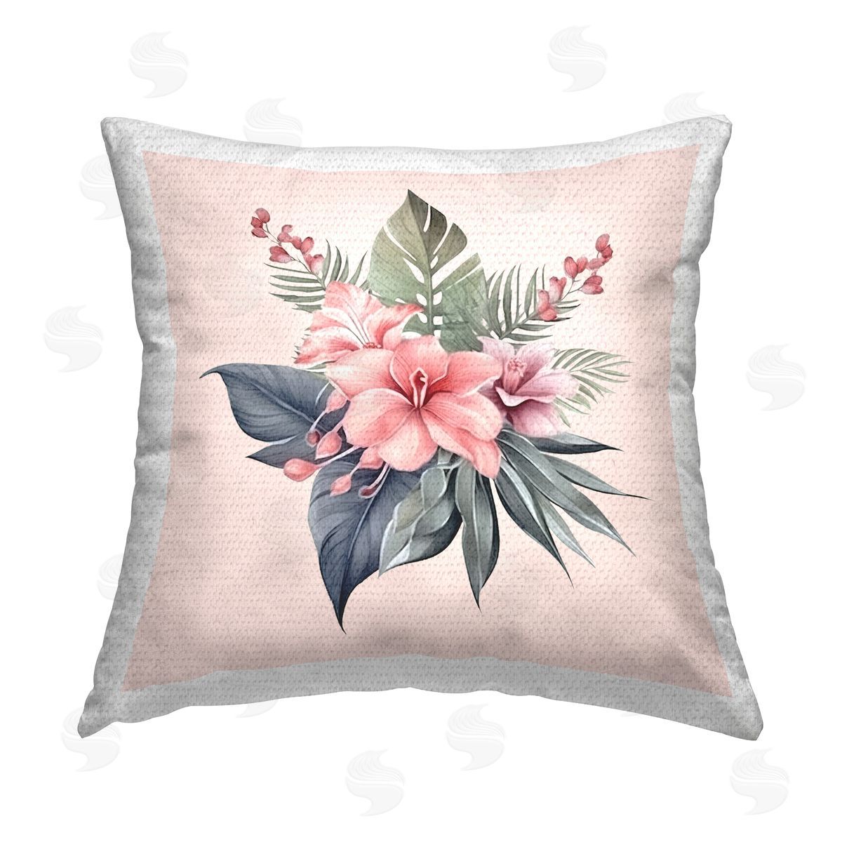 Birch & Ink Mixed Tropical Flowers Outdoor Quick-Dry Polyester Printed Throw Pillow